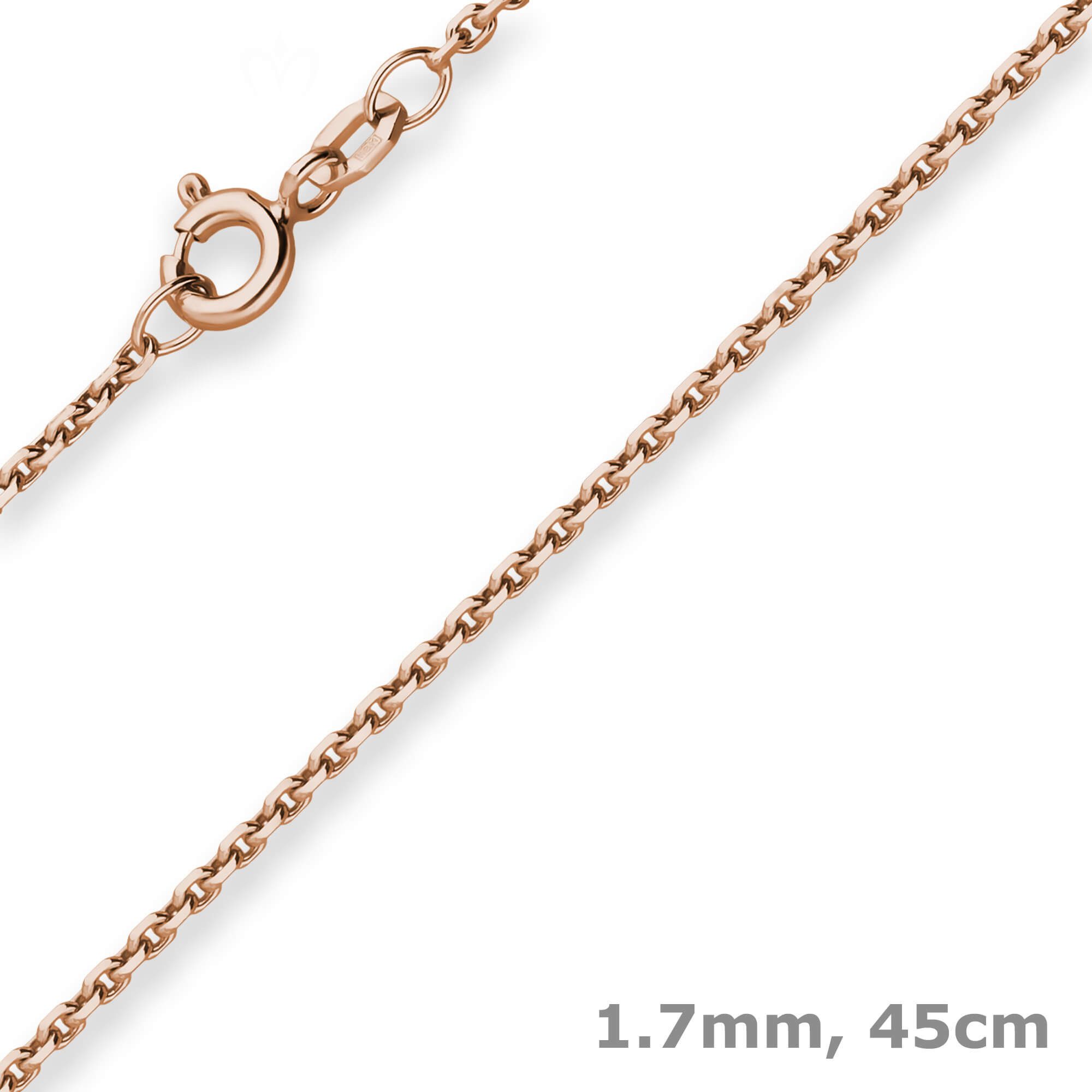Schmuck Krone Goldkette 1,7mm Ankerkette diamantiert aus 585 Rotgold 45cm, Gold 585