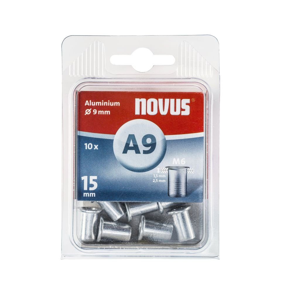 NOVUS Blindniete Novus Nietmutter Typ A9/15 Ø 9 mm Aluminium 10