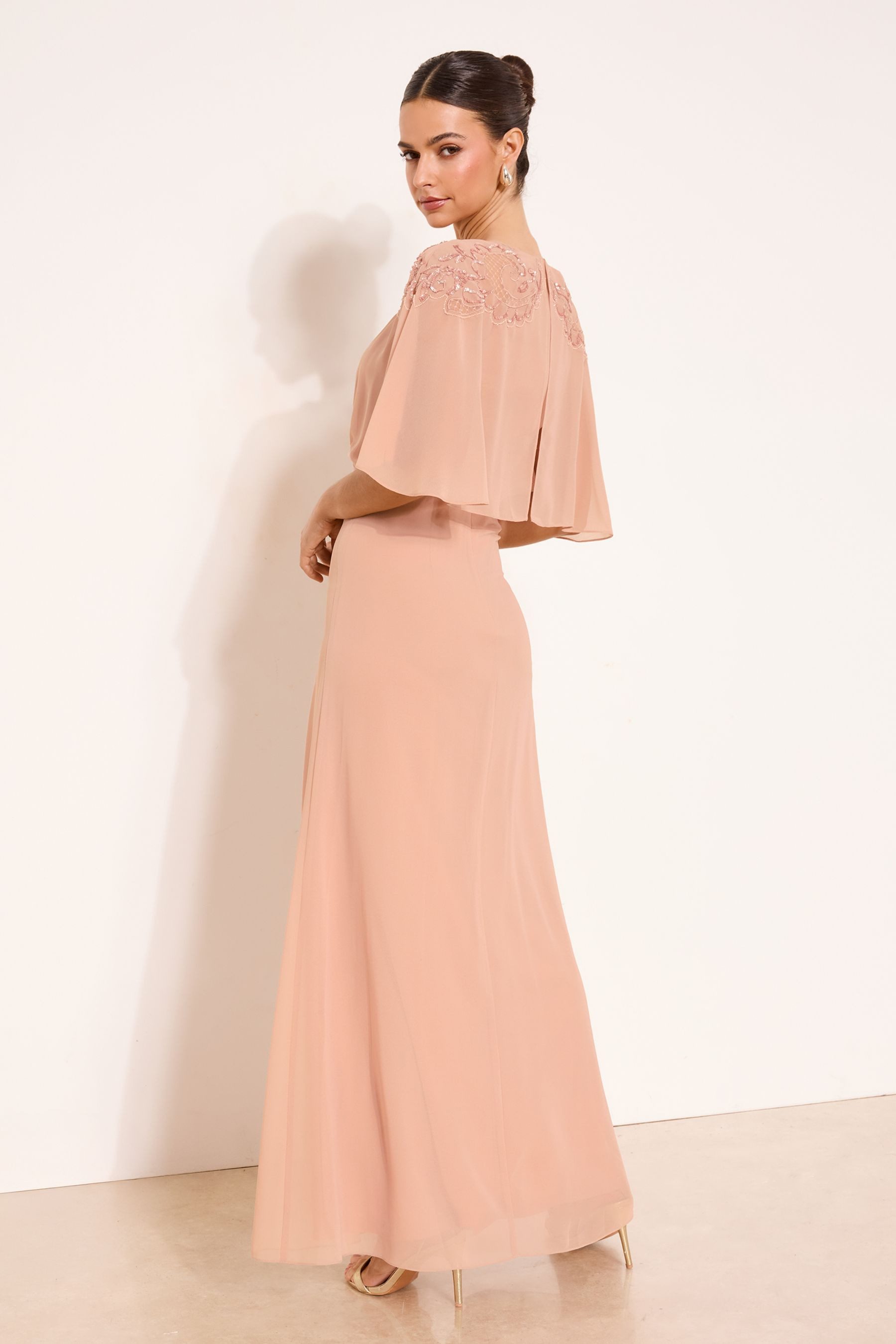 LIPSY Maxikleid Lipsy Maxikleid mit Cape und Schulterverzierung (1-tlg)