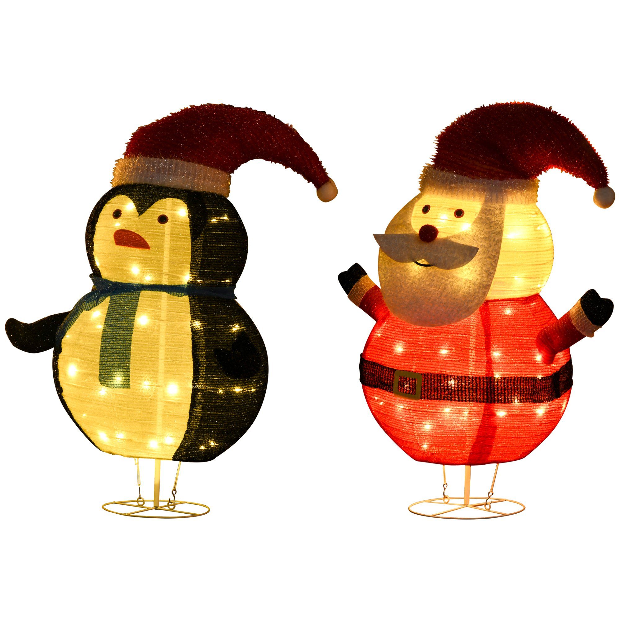 St., Beleuchtete Weihnachtspinguin, zu Leicht beleuchteter Weihnachtsmann warmweißen Lichtern falten Weihnachtsdekoration), 100 2 (beleuchteter LED Weihnachtsfigur mit HOMCOM