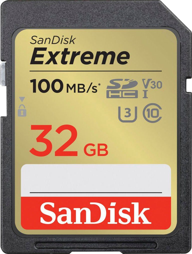 Sandisk Extreme 32GB Speicherkarte (32 GB, UHS Class 3, 100 MB/s Lesegeschwindigkeit)