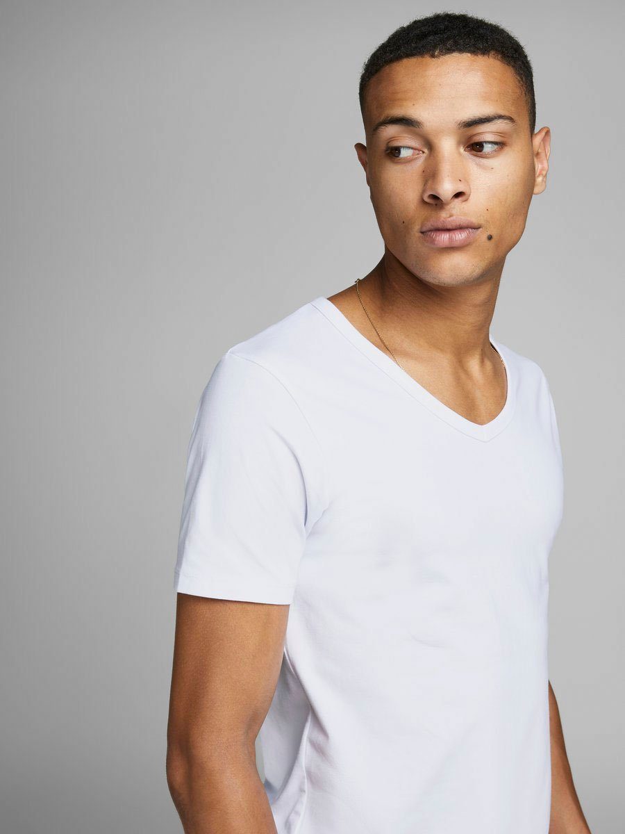 Jones V-NECK BASIC V-Ausschnitt mit TEE T-Shirt & white SLIM- Jack FIT