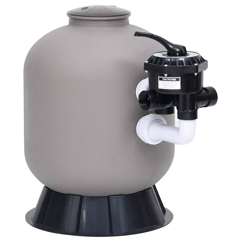 vidaXL Sandfilteranlage, Pool-Sandfilter mit seitlich montiertem 6-Wege-Ventil Grau
