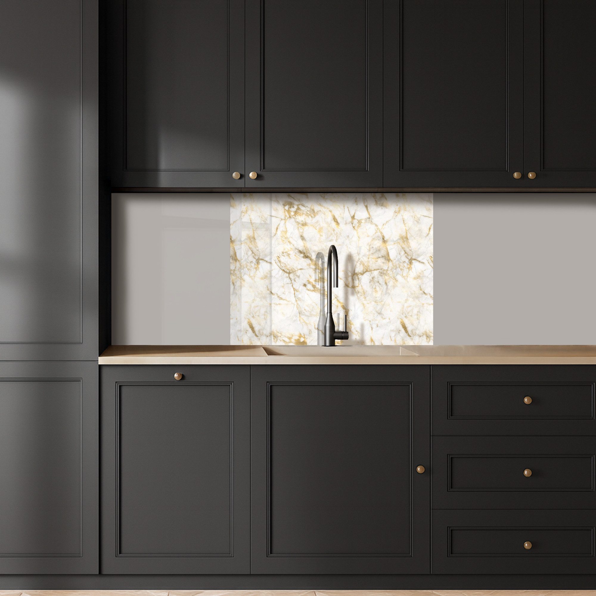 KitchenYeah Küchenrückwand selbstklebend Gold - Licht - Maserung - Marmor, (1-tlg), Spritzschutz, Küche, Rückwand, Küchenwand, Küchenfront, 80x60 cm