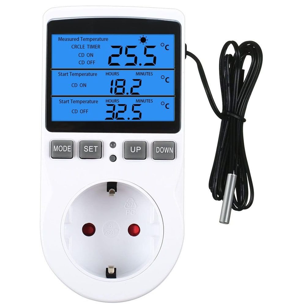 VIVIHEYDAY Steckdosen-Thermostat Thermostat Steckdose, Digitaler Temperaturregler mit, Fühler Heizung Kühlung, Thermostat Socket Temperaturschalter