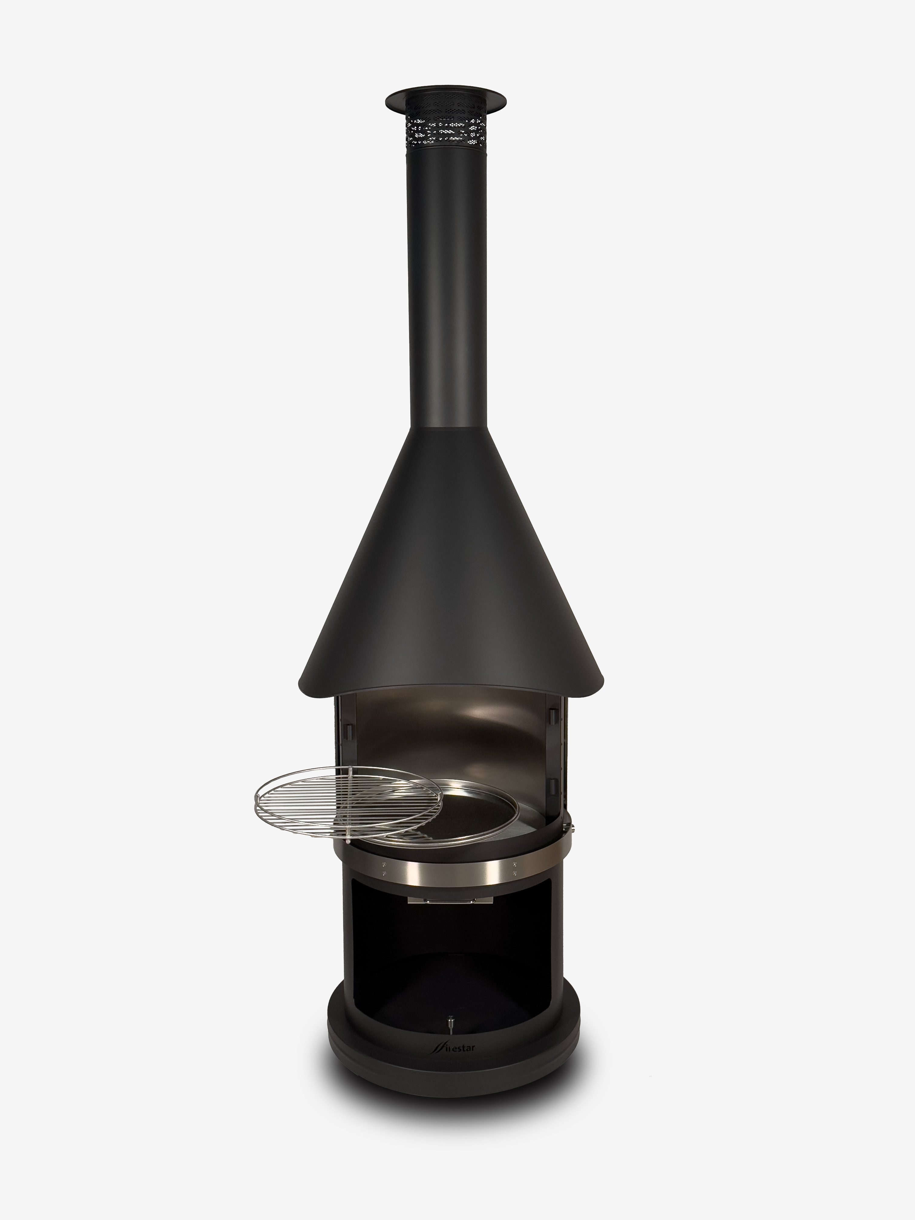 Firestar Gartenkamine Grillkamin DN 700 Swing Glas 3. Generation NEU Edelstahl schwarz Grillkamin Kamin