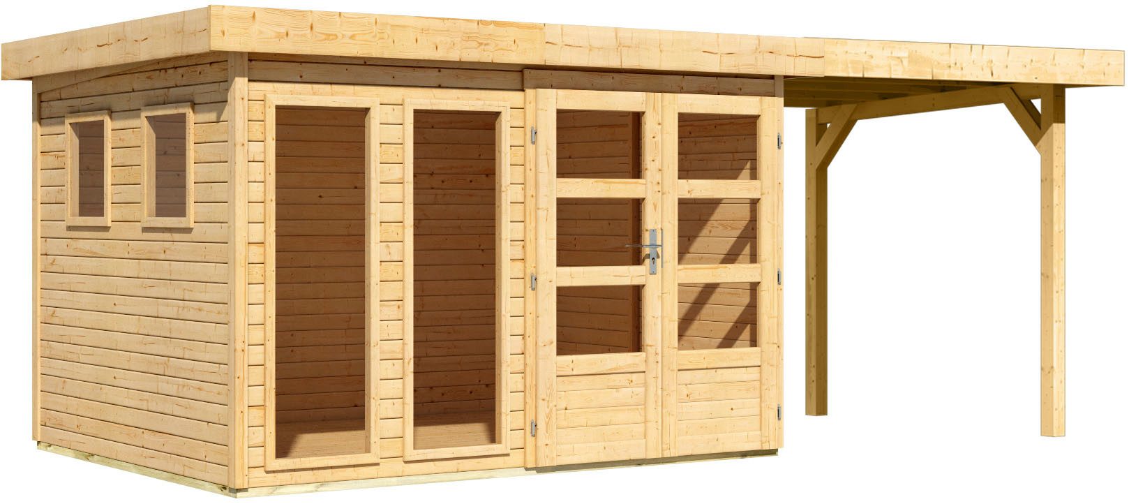 KONIFERA Gartenhaus Pinaki 5, BxT: 554x246 cm, (Set), inkl. Anbaudach