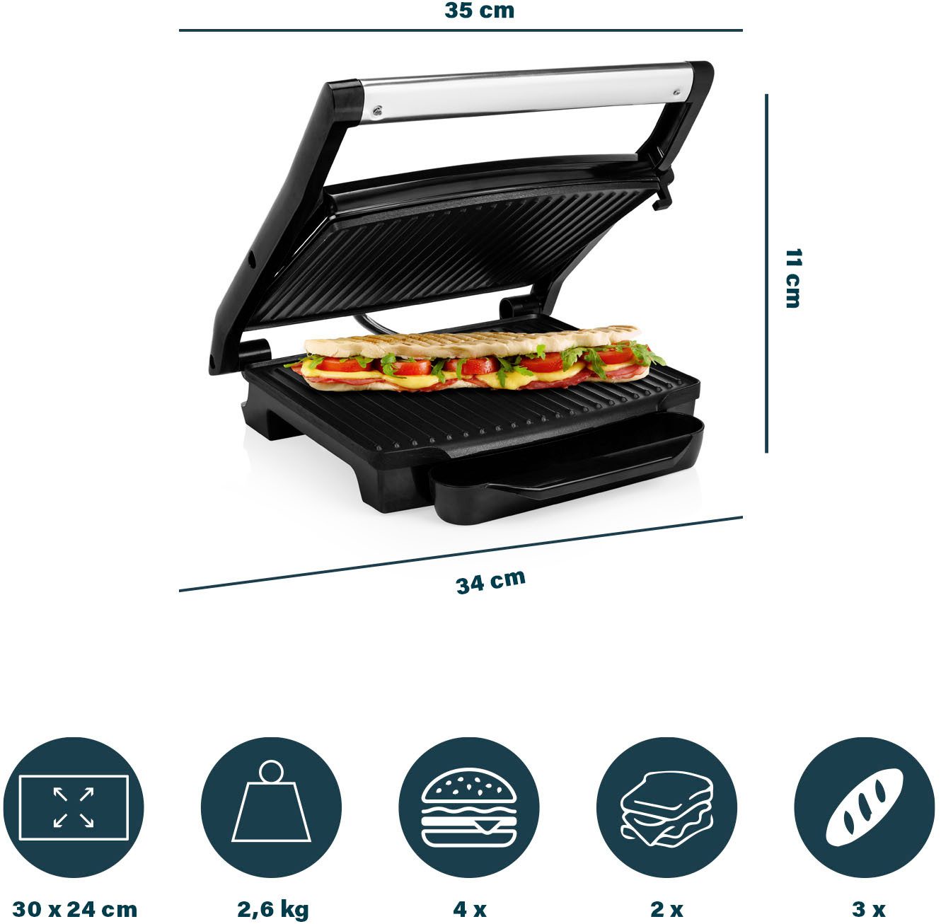 PRINCESS Paninigrill 112415, 2000 W