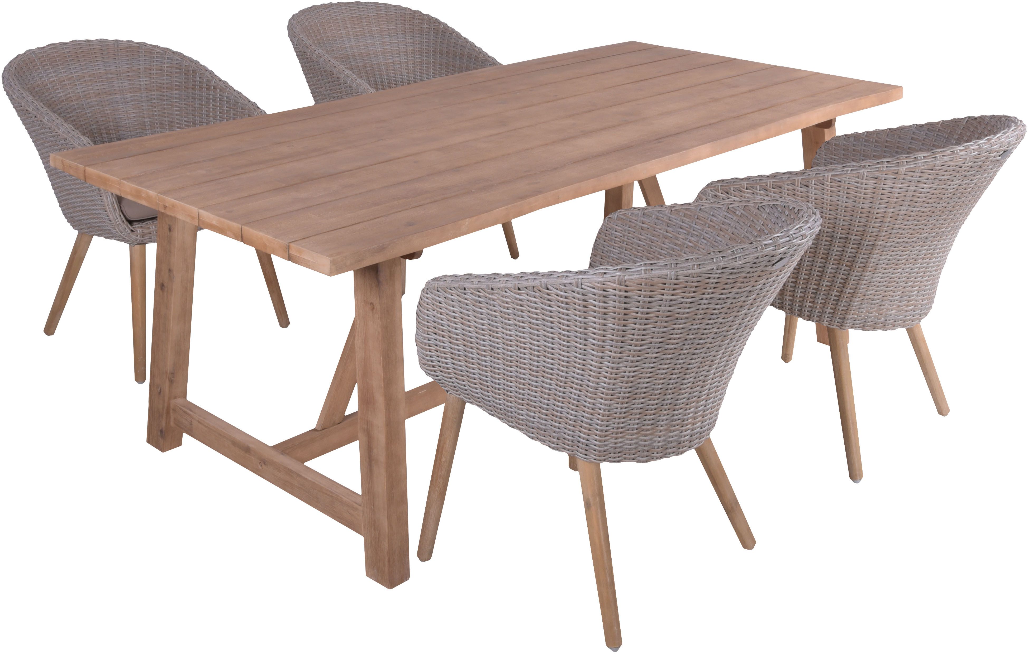 Garden Pleasure Garten-Essgruppe, Tischgruppe »OAKLAND/VISALIA Set 01«, (Set), 4 Sessel, Tisch LxB: 200x100 cm, inkl Auflagen