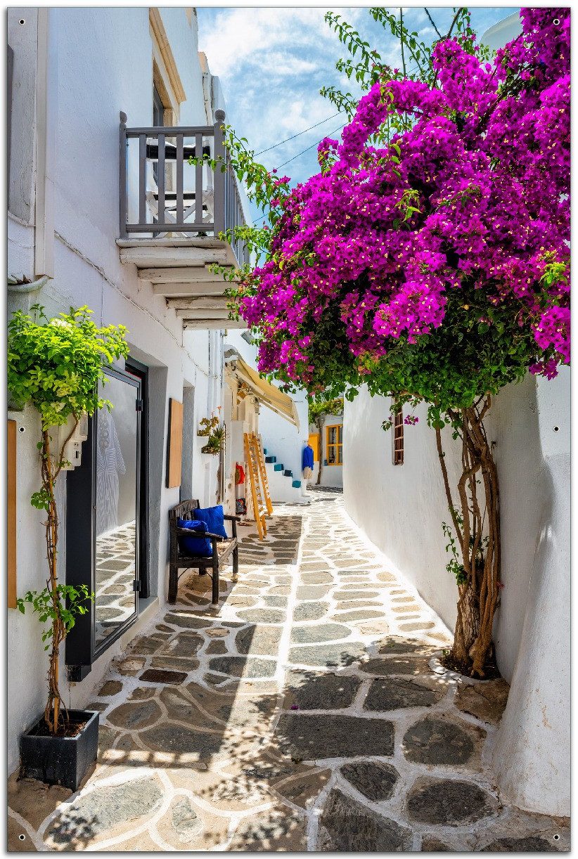 Wallario Sichtschutzzaunmatten Griechische Blütengasse