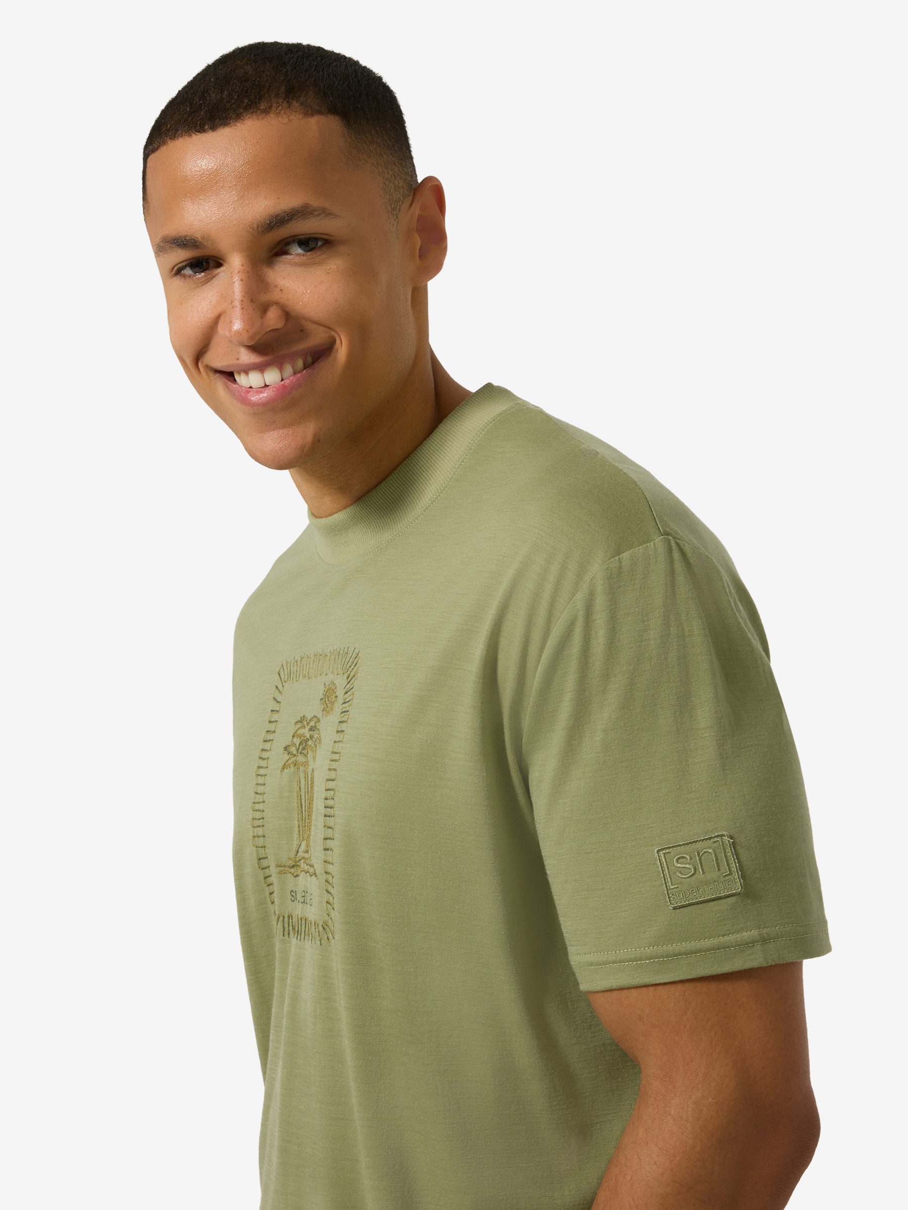 SUPER.NATURAL T-Shirt für Herren, nachhaltig, Merino mit Sommer-Motiv, atmungsaktiv