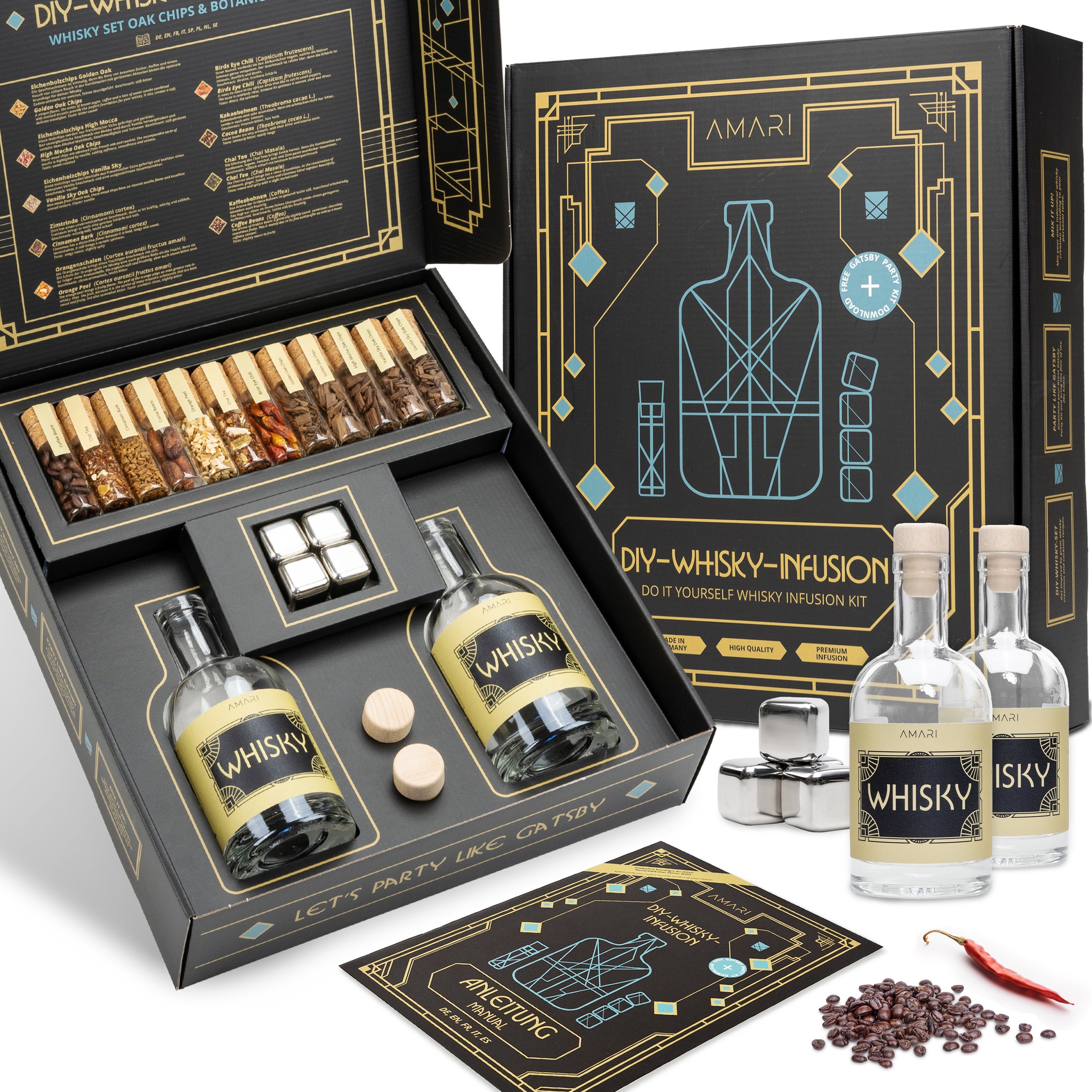 Geschenkbox AMARI®, DIY Whisky Set - zum Selber machen, Geschenkset inkl. Zubehör