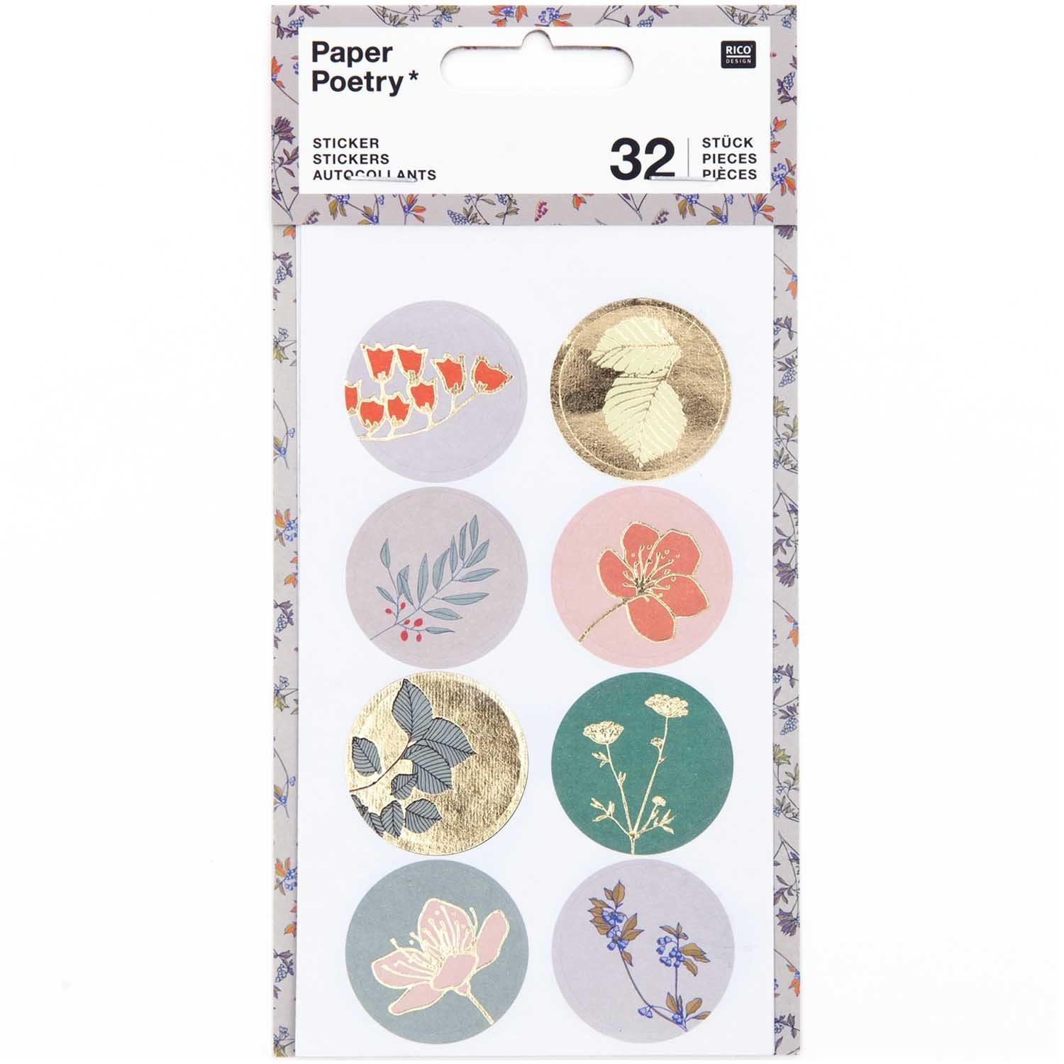 Rico Design Sticker Sticker Pflanzen 4 Blatt PAPER POETRY