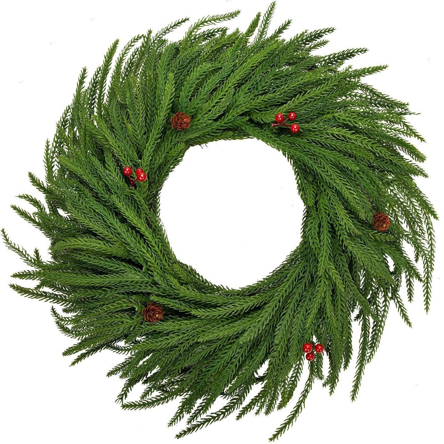 LuxusKollektion Adventskranz Weihnachtskranz 40cm Beeren Tannenzapfen Rot