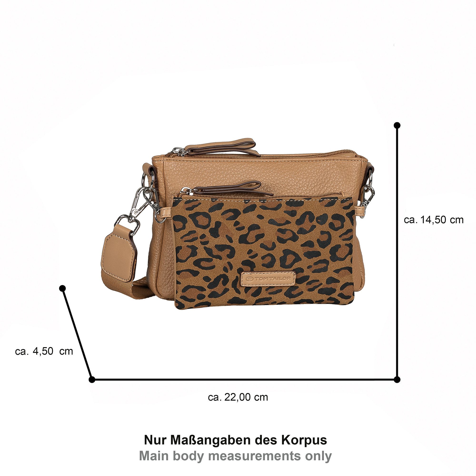 TOM TAILOR Umhängetasche Jamila (Set, Abnehmbare Vortasche wird mit Schultergurt zur kleinen Umhängetasche), Damen Umhängetasche, 2-in-1 Tasche mit Vortasche