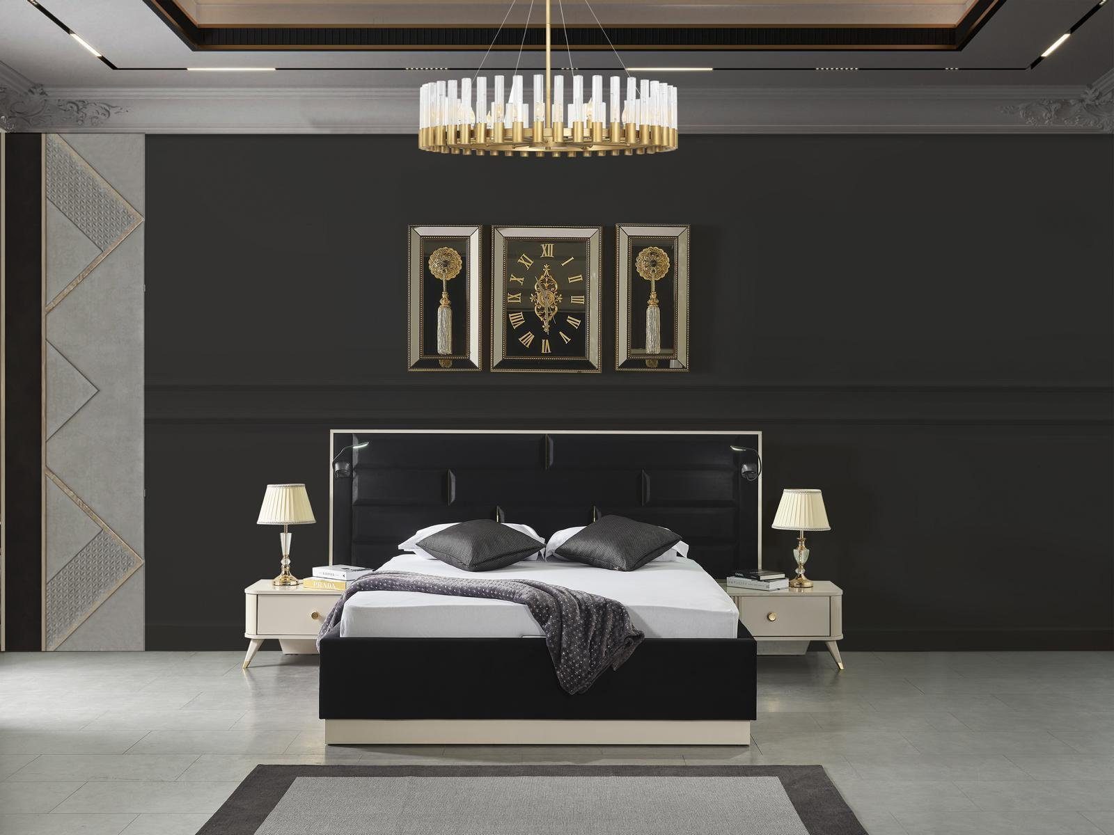 JVmoebel Schlafzimmer-Set Luxus Schlafzimmer Nachttisch Betten Bett 3tlg. Komplett Set, (3-St., Ohne Schminktisch), Made in Europa