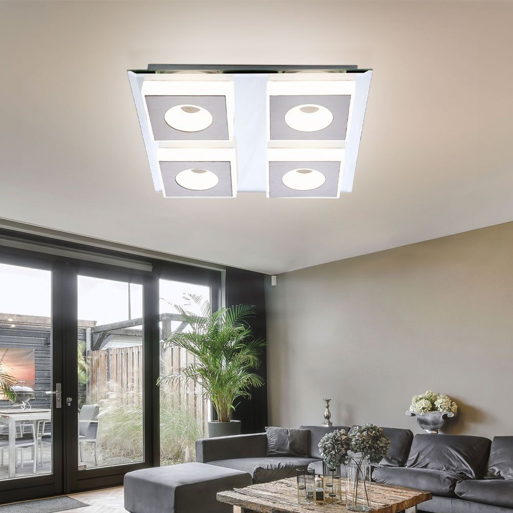 Globo LED Deckenleuchte, Lampe Beleuchtung Design Leuchtmittel Spiegel Decken Zimmer Arbeits Wohn inklusive, LED Warmweiß,