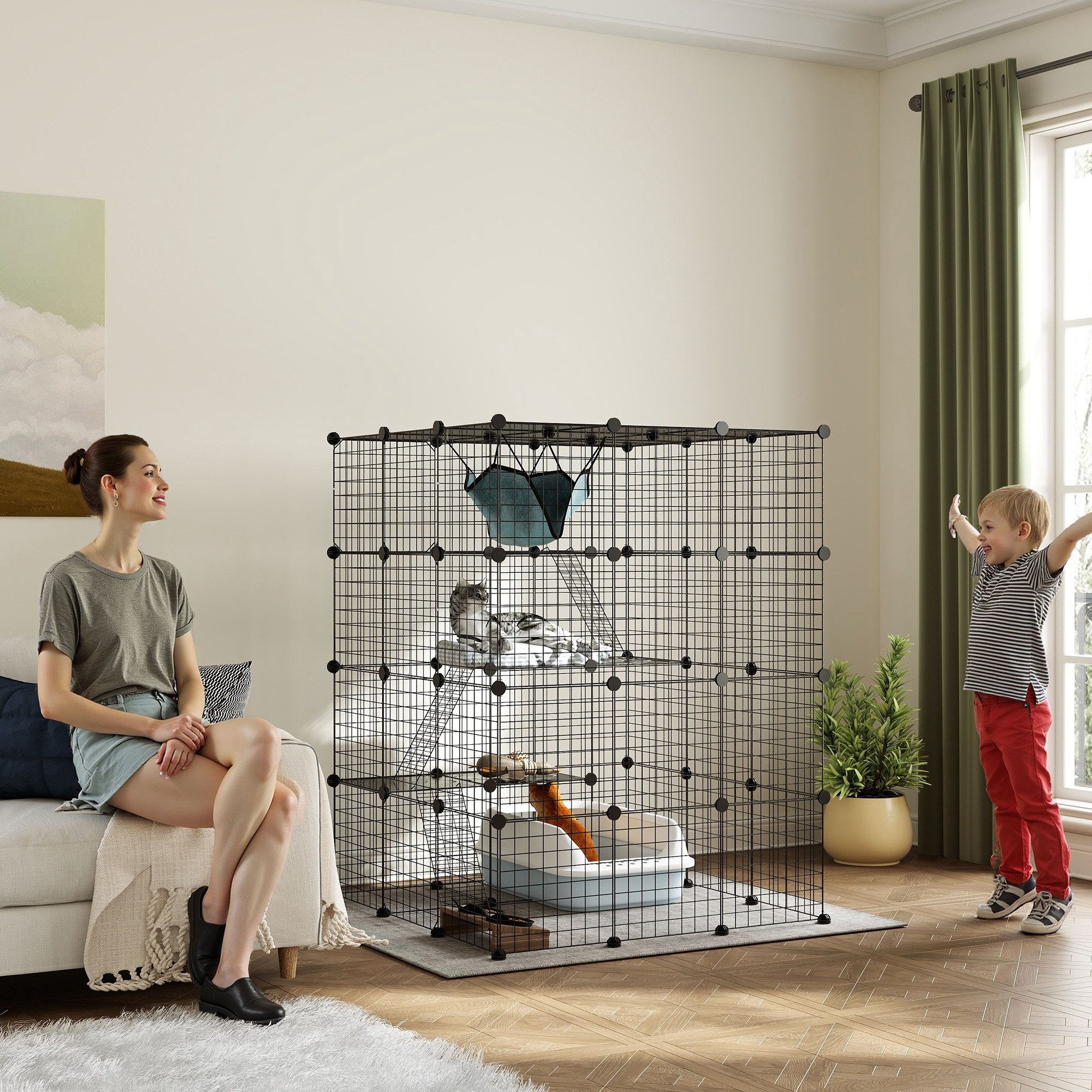 PawHut Kleintierkäfig mit dichtem Metalldraht, Hängematte, günstig online kaufen