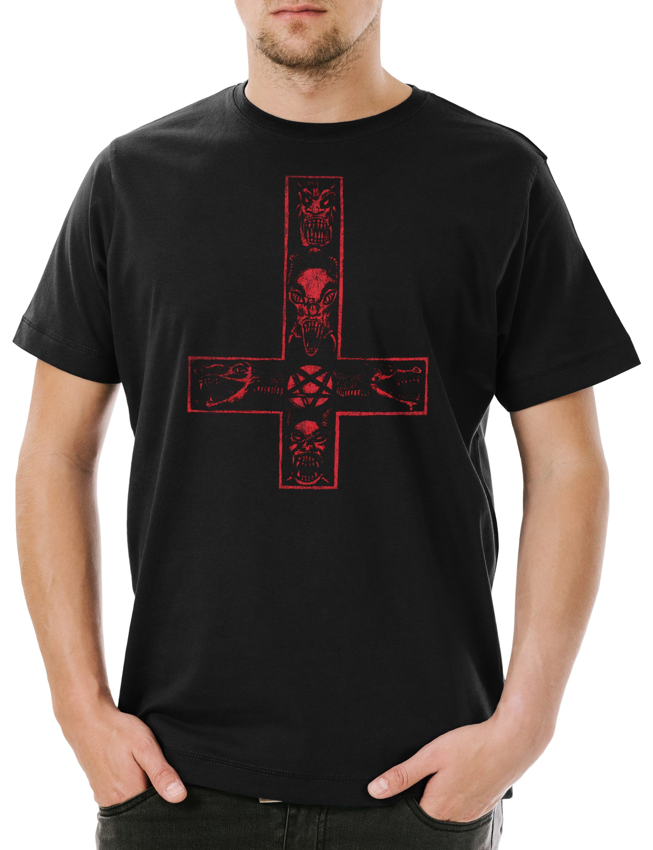 Urban Backwoods Print-Shirt Satanic Cross Herren günstig online kaufen