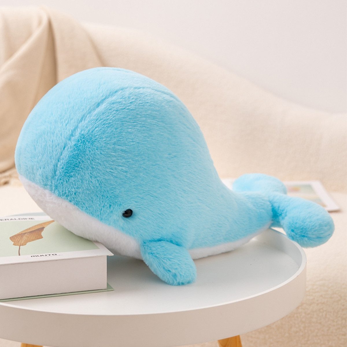 Tinisu Plüschfigur Süßer Wal Kuscheltier XL Weiches Plüschtier für Kinder Blau/Rosa 42cm