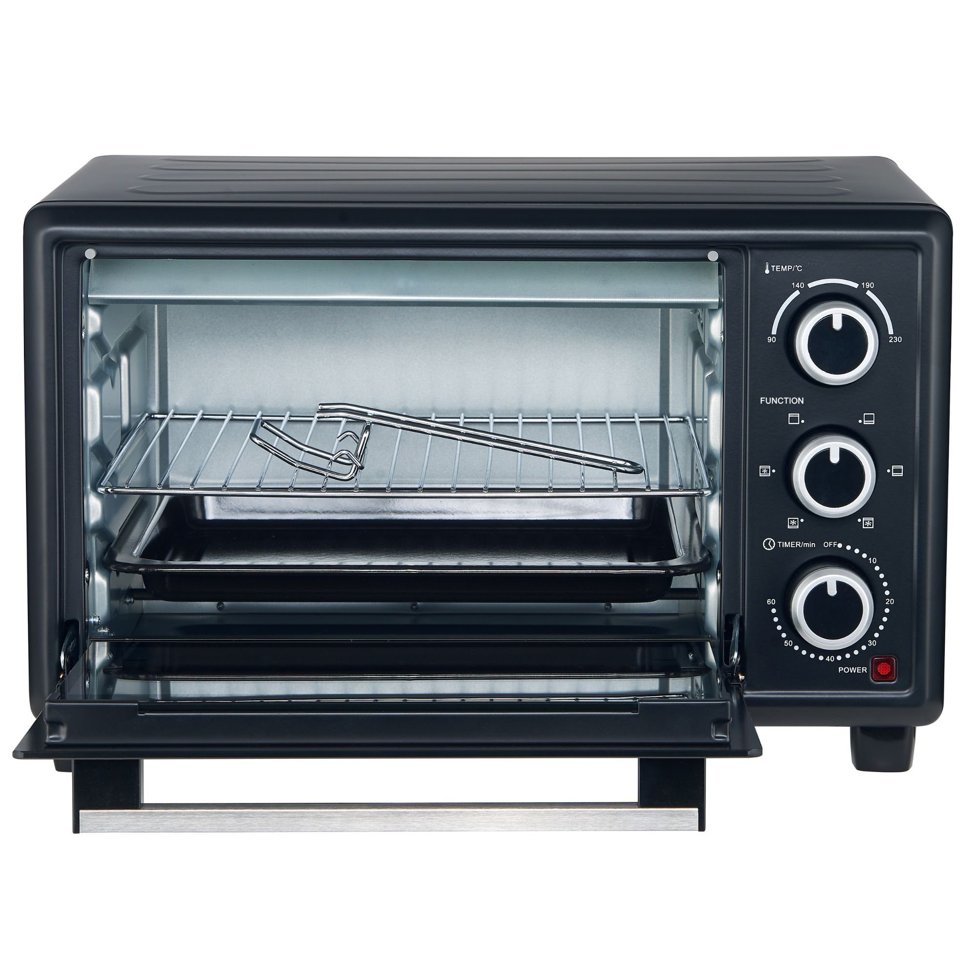 optimumX Minibackofen, 20 Liter mit Umluft, 1380W, 6 Kochfunktionen, 60 min, 90-230°C