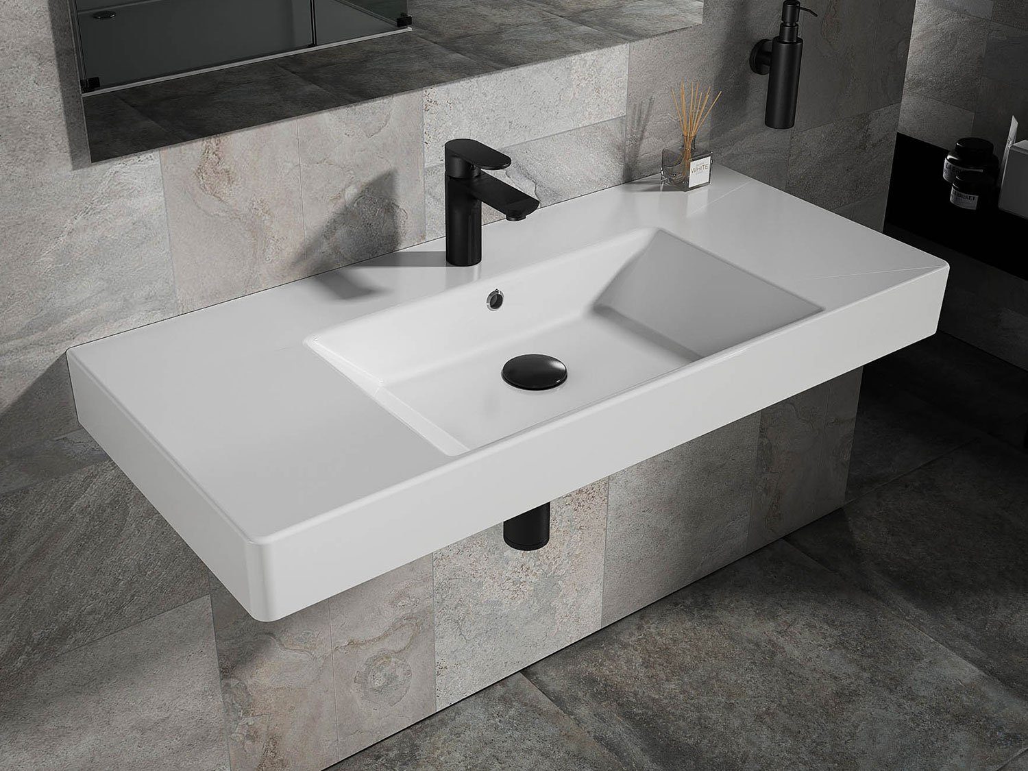 Aqua Bagno Waschbecken 100 cm weiß günstig online kaufen