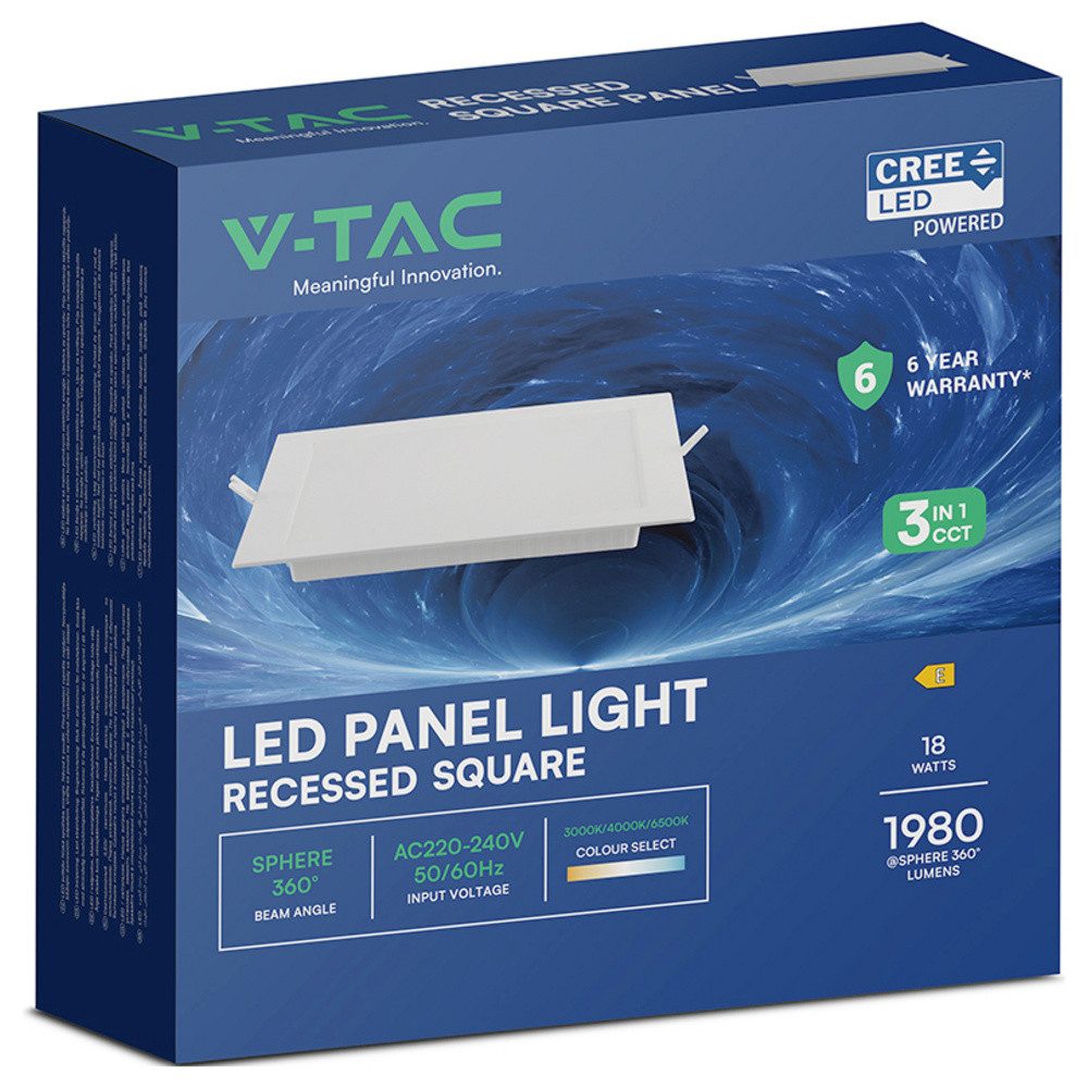 V-TAC LED Panel V-TAC VT-61018CCT 104866 LED-Einbauleuchte EEK: E (A - G) 18 W Weiß
