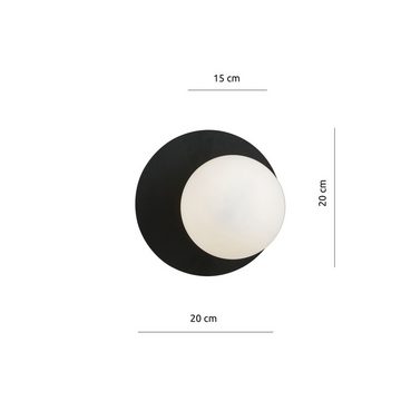 Licht-Erlebnisse Wandleuchte HELGA, ohne Leuchtmittel, Metall Glas E14 Ø 20 cm rund Schwarz Weiß Kugel Schirm Modern