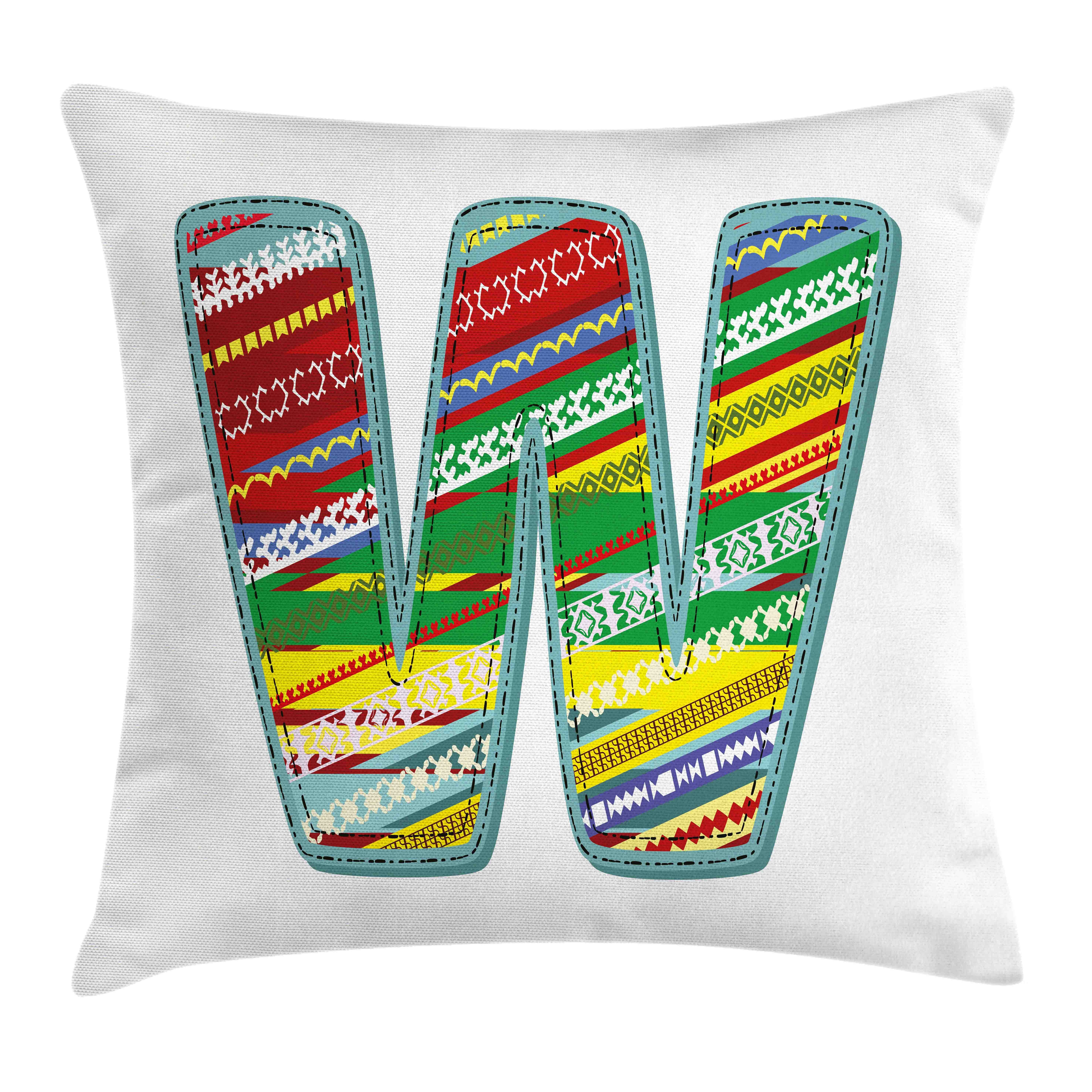 Kissenbezüge Reißverschluss Kissenhülle mit Farbfesten Farben Beidseitiger Druck, Abakuhaus (1 Stück), Buchstabe w W Boho Ostafrikas