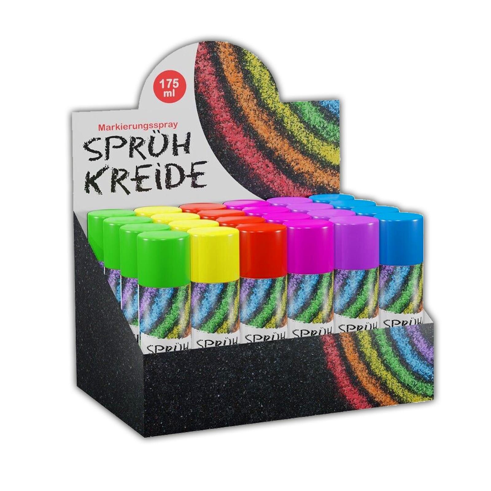 HAC24 Kreidespray 6er Set Sprühkreide Set Kreide Markierungsspray Sprüh Kreidefarbe, 175 ml je Dose 6 Farben