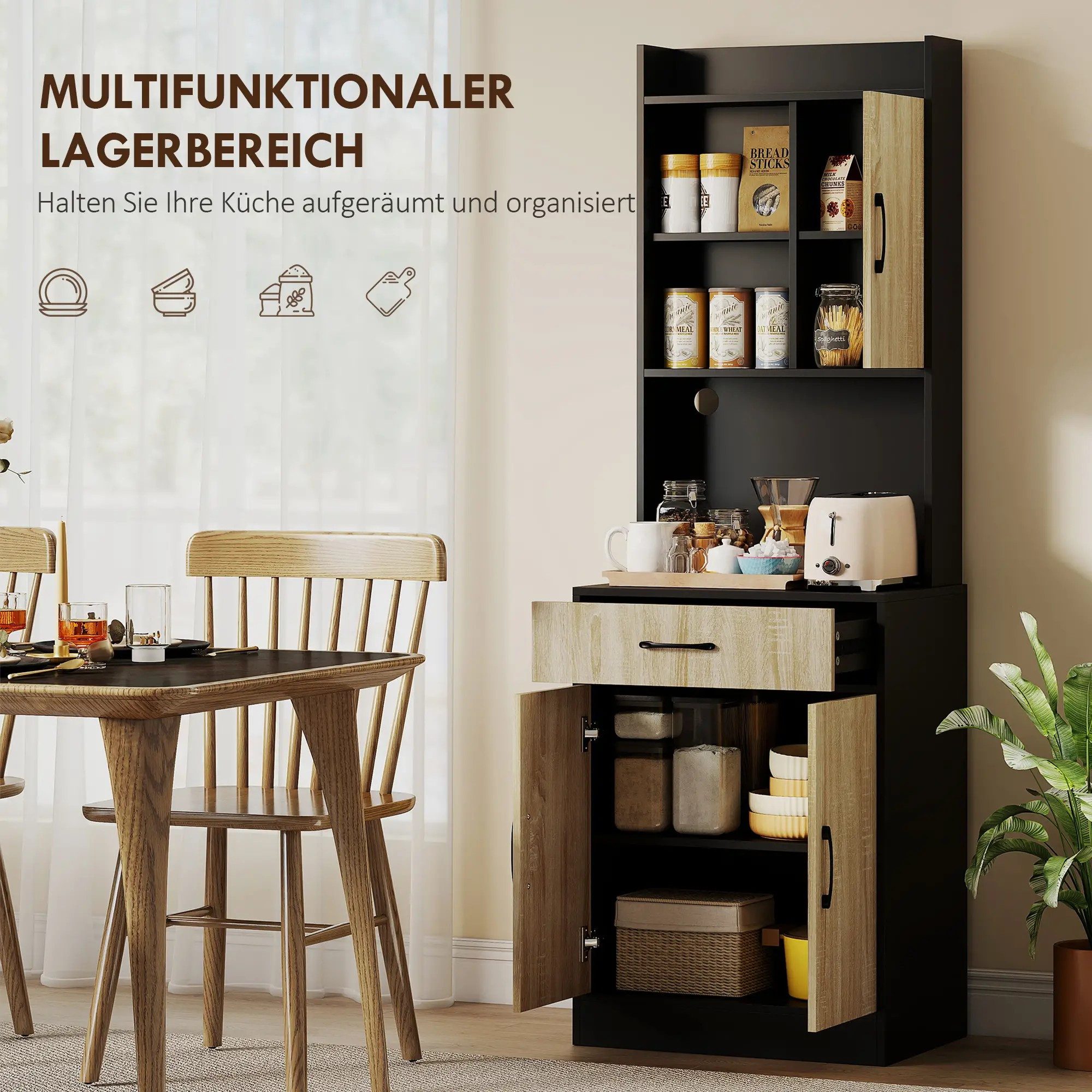 BlingBin Küchenbuffet Küchenschrank Hochschrank Vitrinenschrank mit günstig online kaufen