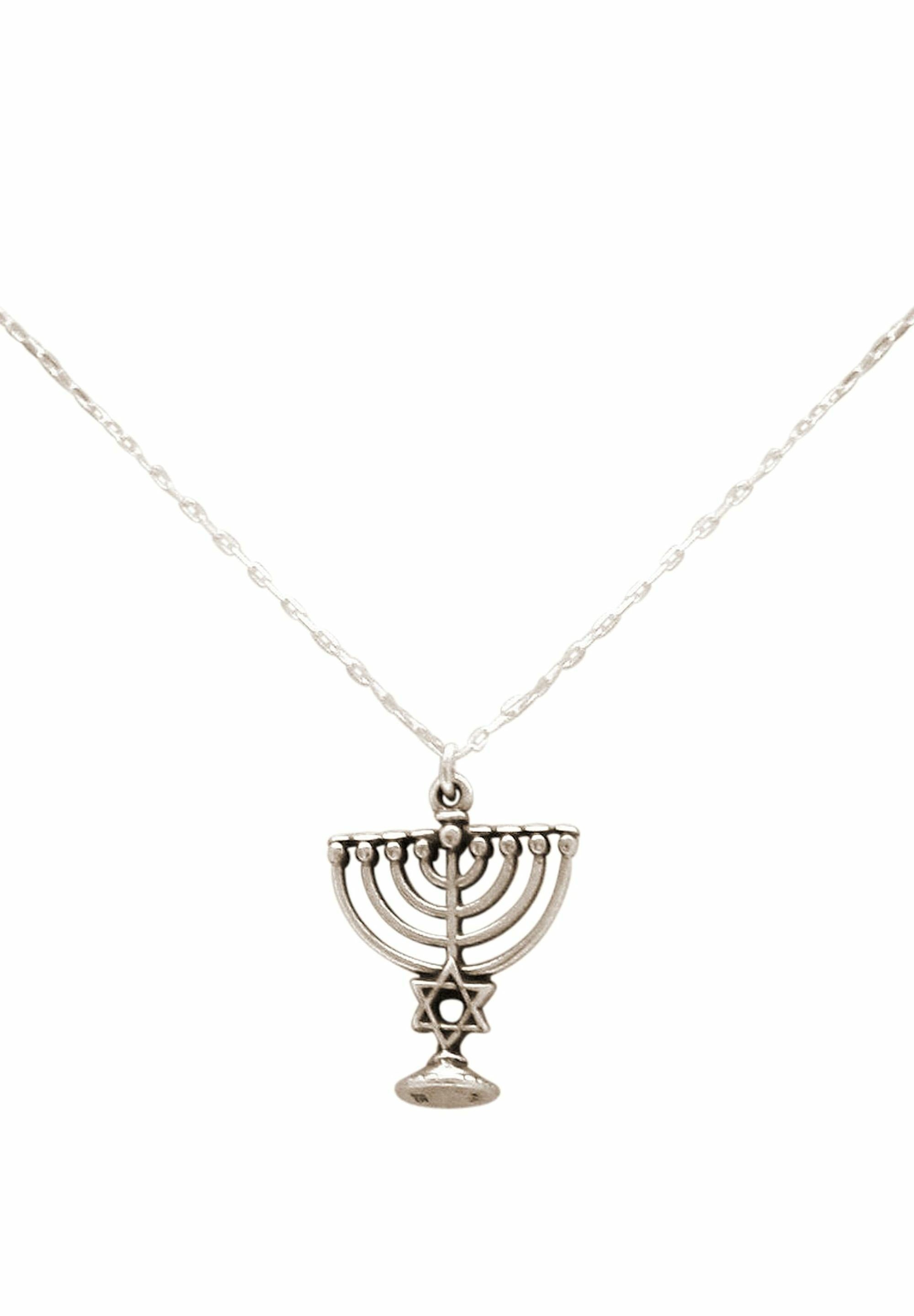 mit silver coloured Kette Kerzenleuchter Gemshine Menorah Jüdischer Anhänger