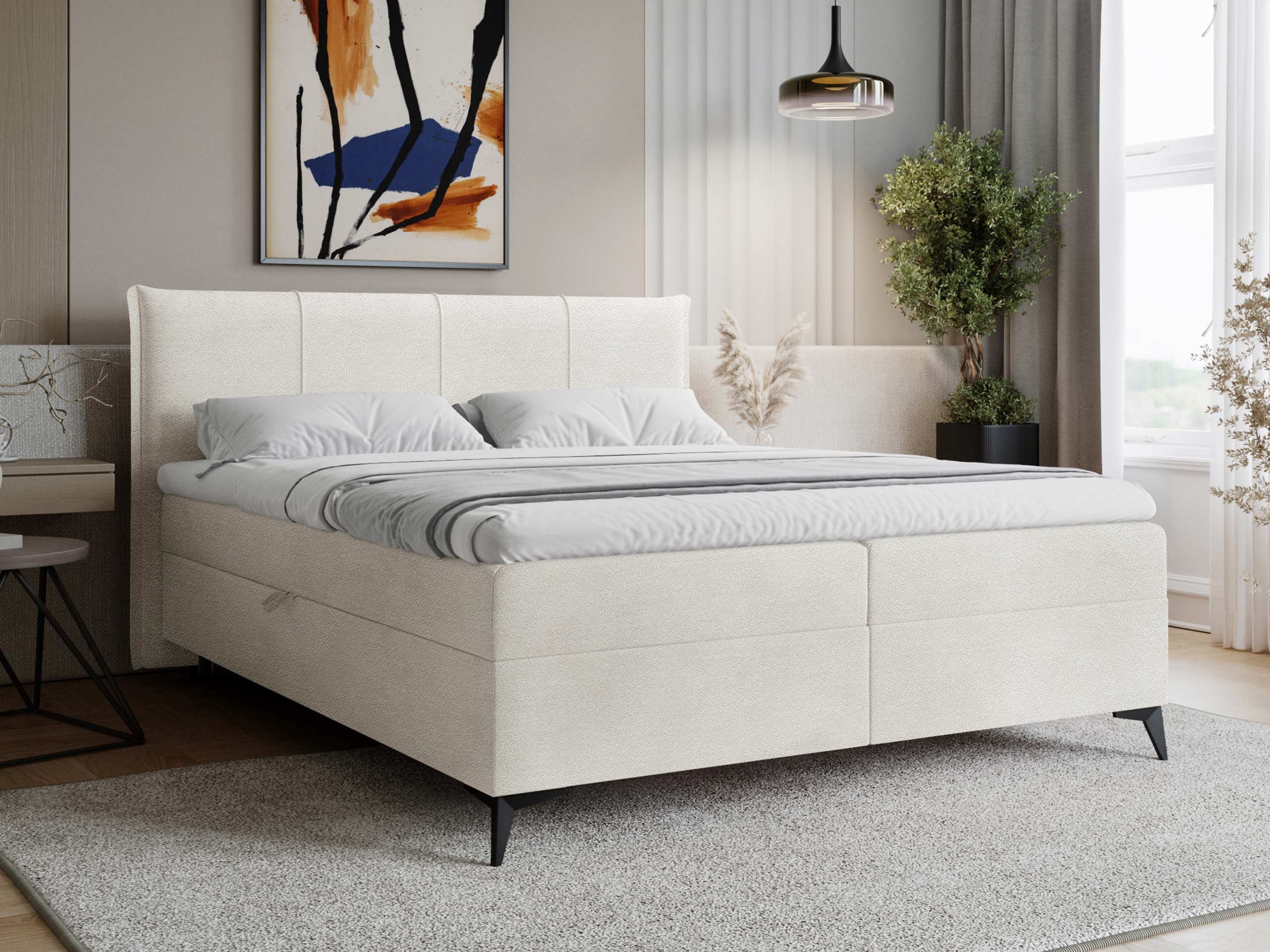 MIRJAN24 Boxspringbett Eco Bis (mit zwei Bettkästen für die Bettwäsche), H3, Bonellfederkern, Polsterkopfteil