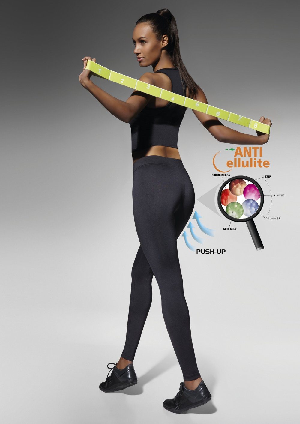 Bas Bleu Leggings Sport Leggings Leggins Hose Push-up Po Anticellulite 300den Riley schw Trikotage