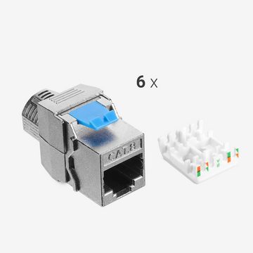 kwmobile 6x Keystone Modul für CAT 8 Kabel - 40 Gbit/s - Metall Gehäuse Netzwerk-Adapter, 3,40 cm