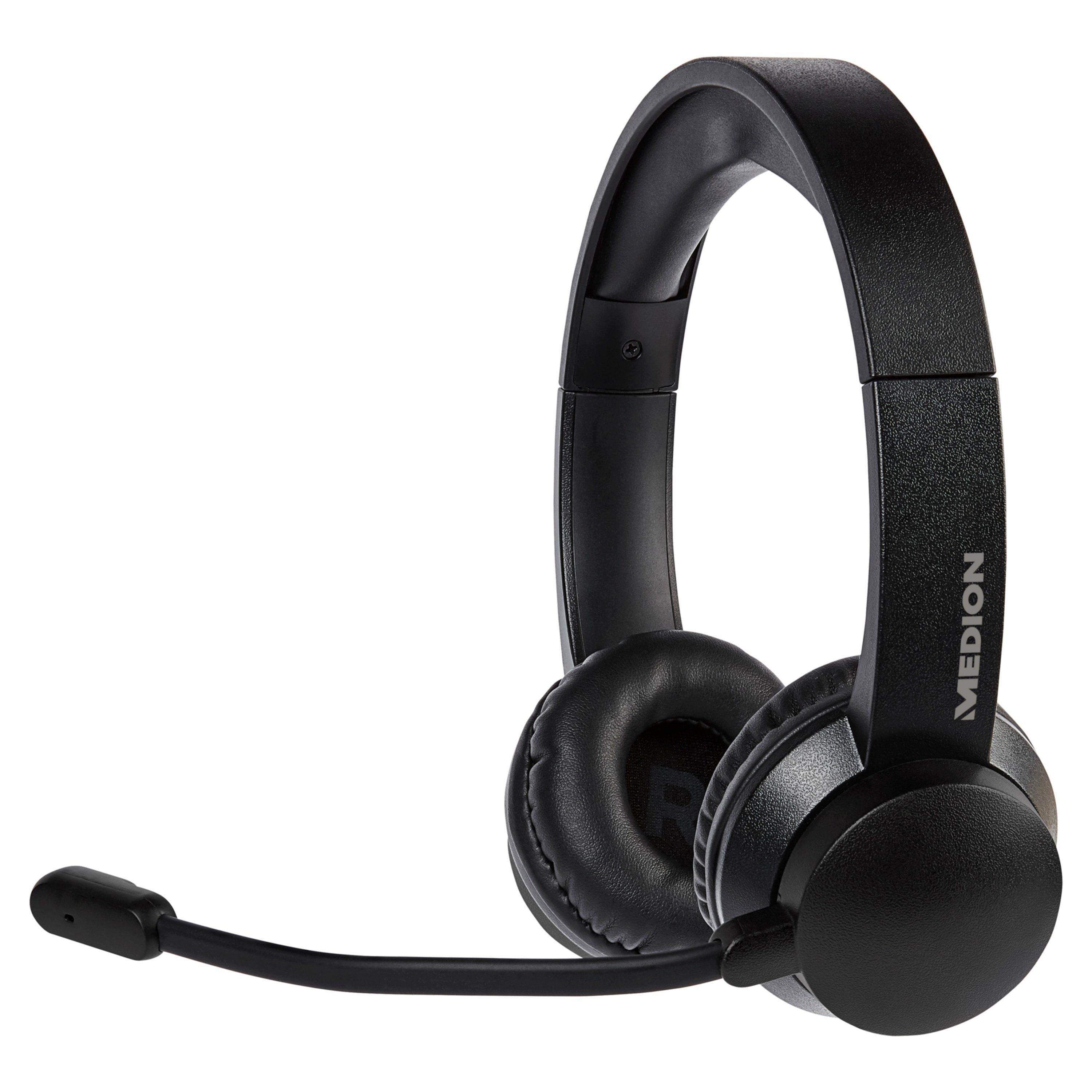 Ergonomisch, Medion® Stereo E83265 USB Mikrofon, Kopfhörer (EIN/AUS-Schalter, Plug&Play Lautstärkeregler Funktionstasten, Lautstärkeregler, Integriertes MD43265) Headset Erweiterte black