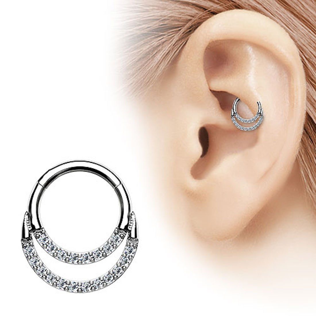 Taffstyle Nasenpiercing Piercing Nase Segment Ring Clicker Kristalle, Titan günstig online kaufen