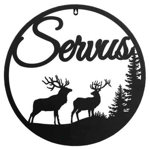 BOLTZE Metallschild Schild "Servus" mit Waldszene