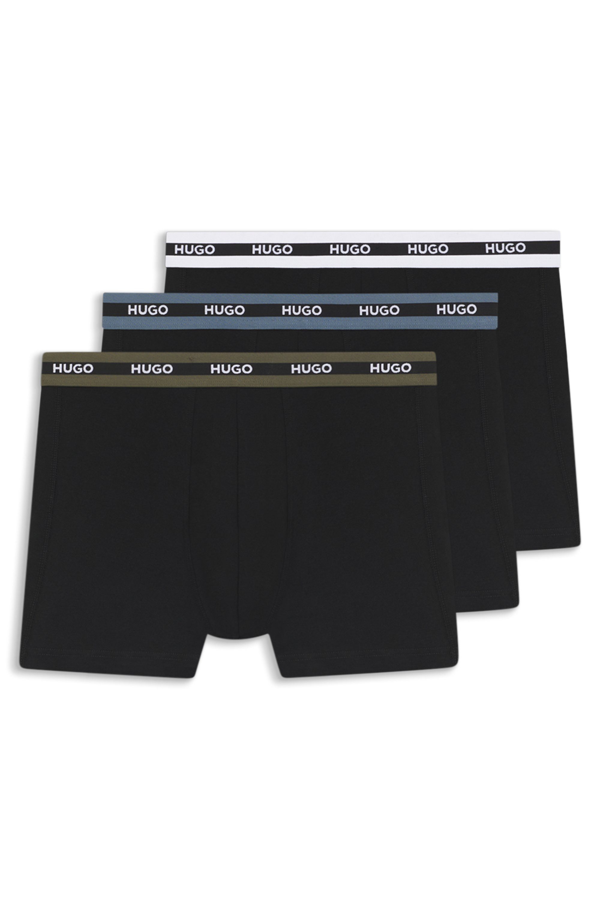 HUGO Trunk BOXERBR TRIPL PLANET kontrastfarbener Bund mit Logo