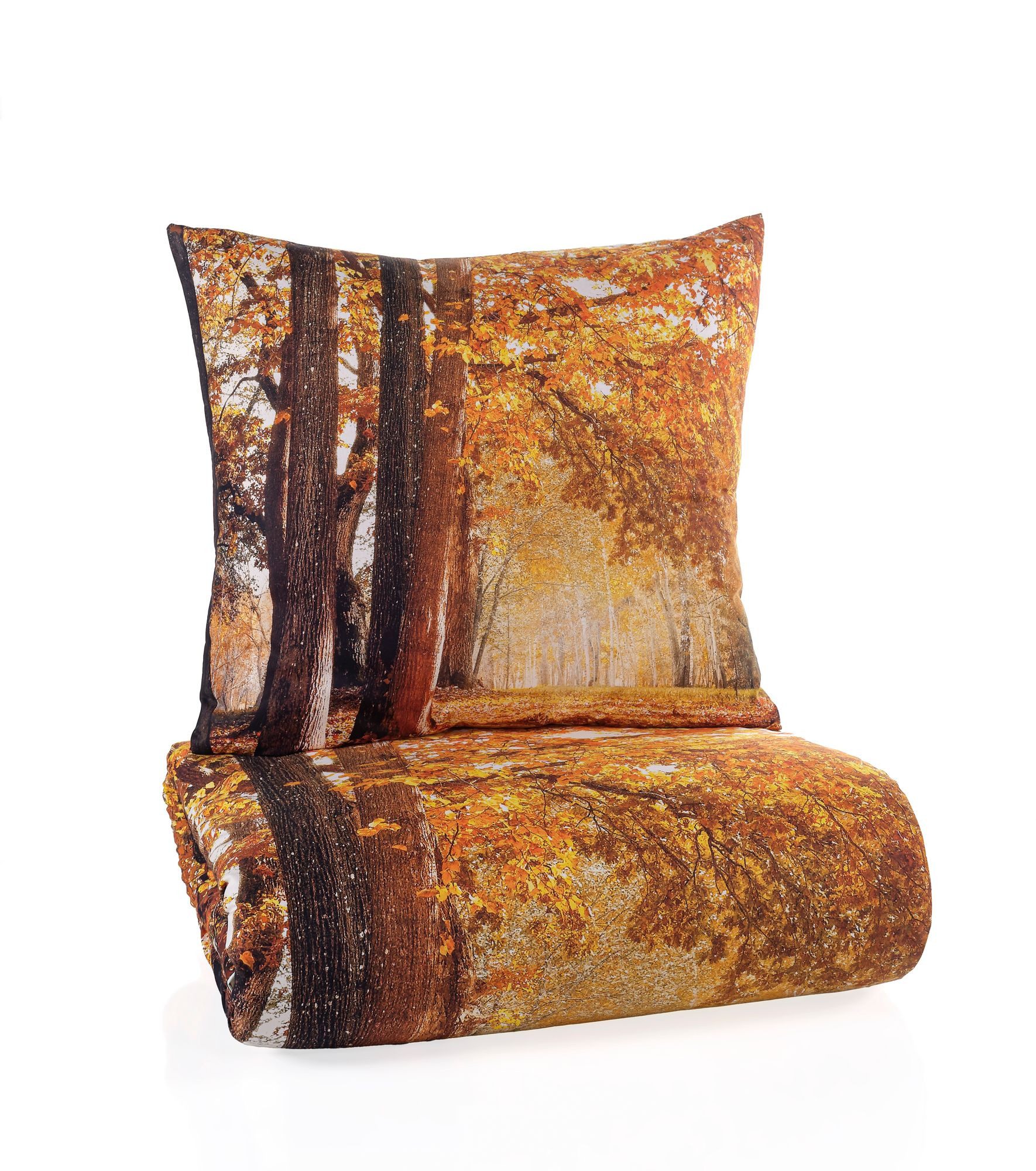 KK Shopping Kinderbettwäsche Bettwäsche Set mit Herbstlandschaft 135x200 cm + 80x80 cm Baumwolle, 2 teilig, Langlebig – Bild 3 von 5