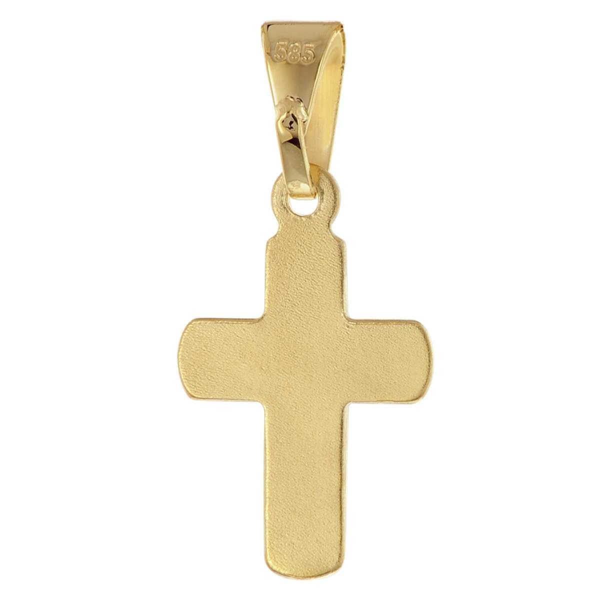 trendor Kreuzanhänger 21316, Kinder Kreuz-Anhänger Gold 585 / 14K 12 mm – Bild 2 von 5