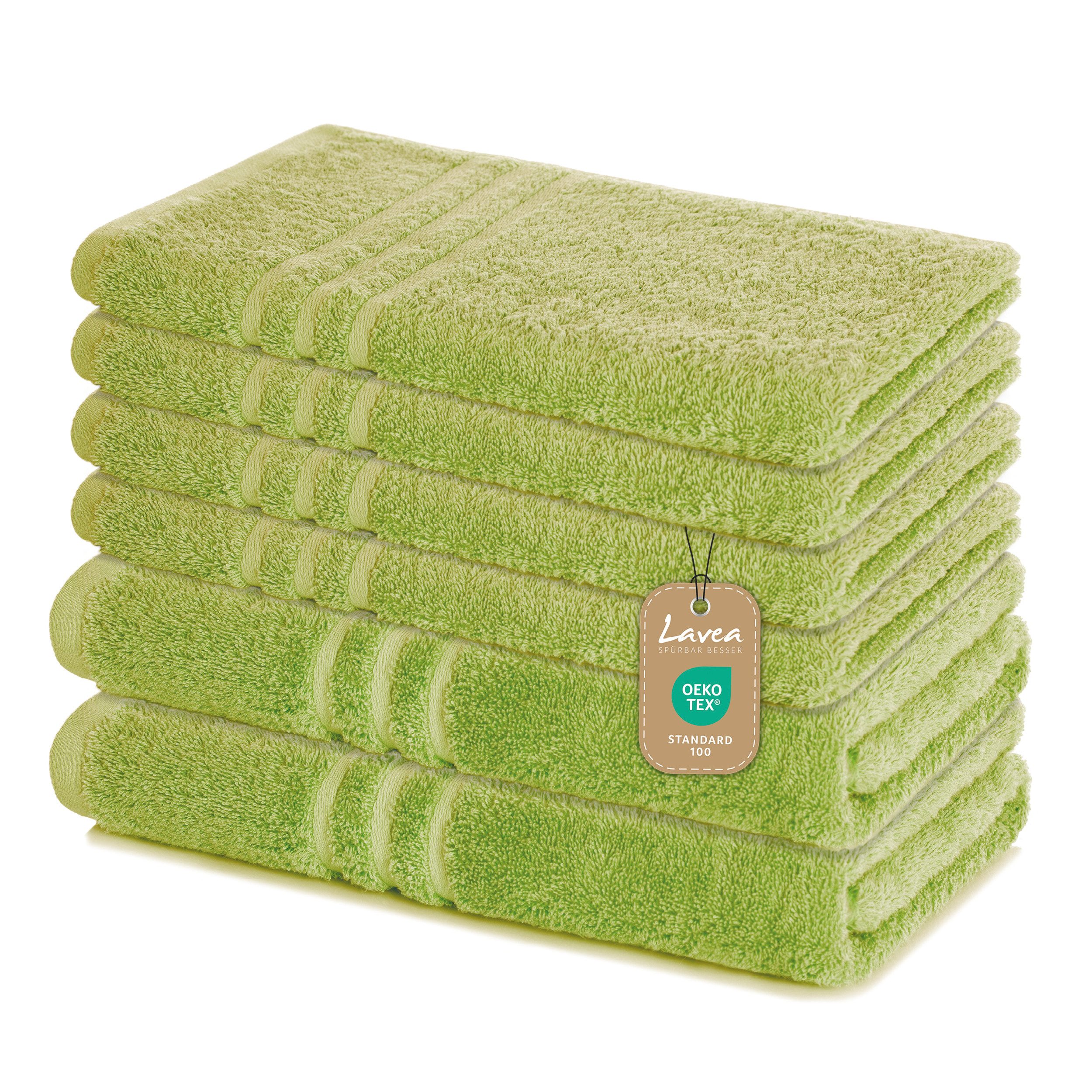 Lavea Handtuch Set Elena, Duschtücher, Handtücher, Gästetücher, Waschhandschuhe, 100% Baumwolle (Set, 6-St), Frottierserie, weich & saugstark, pflegeleicht, 500 g/m² Frottier