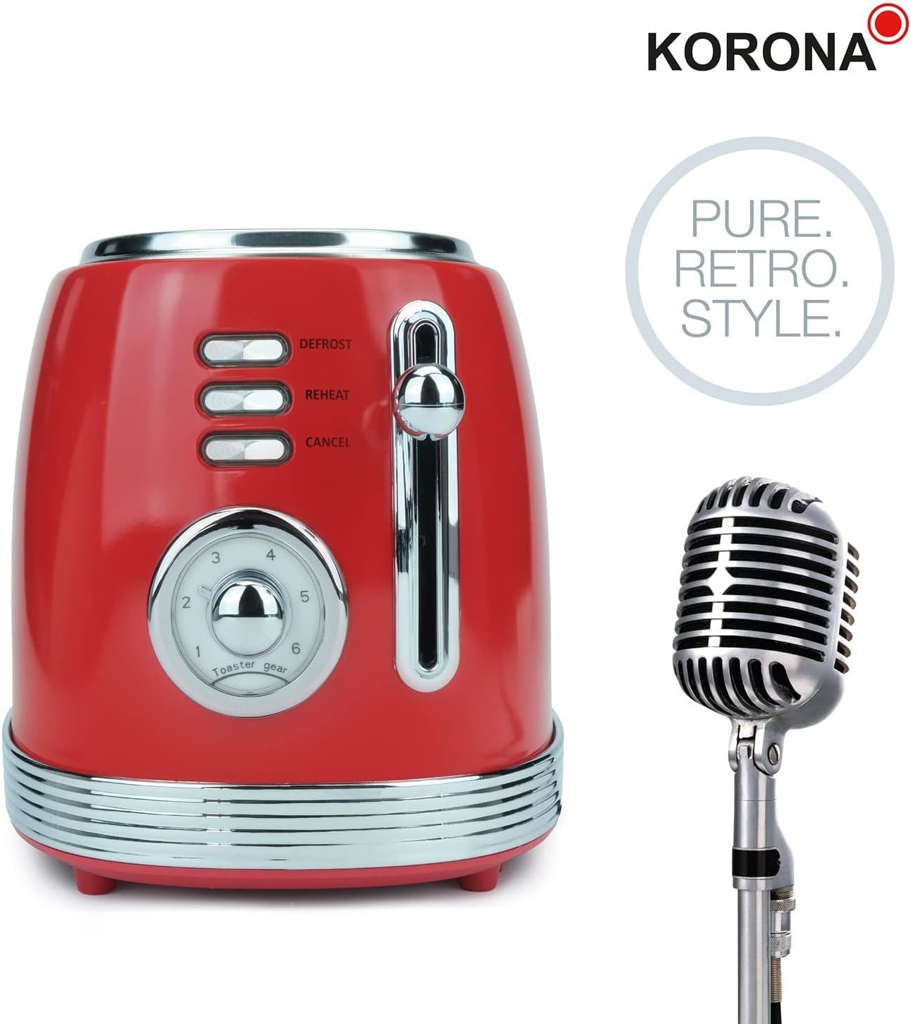 KORONA Toaster Retro Doppelschlitztoaster 21668, für 2 Scheiben, 850 W