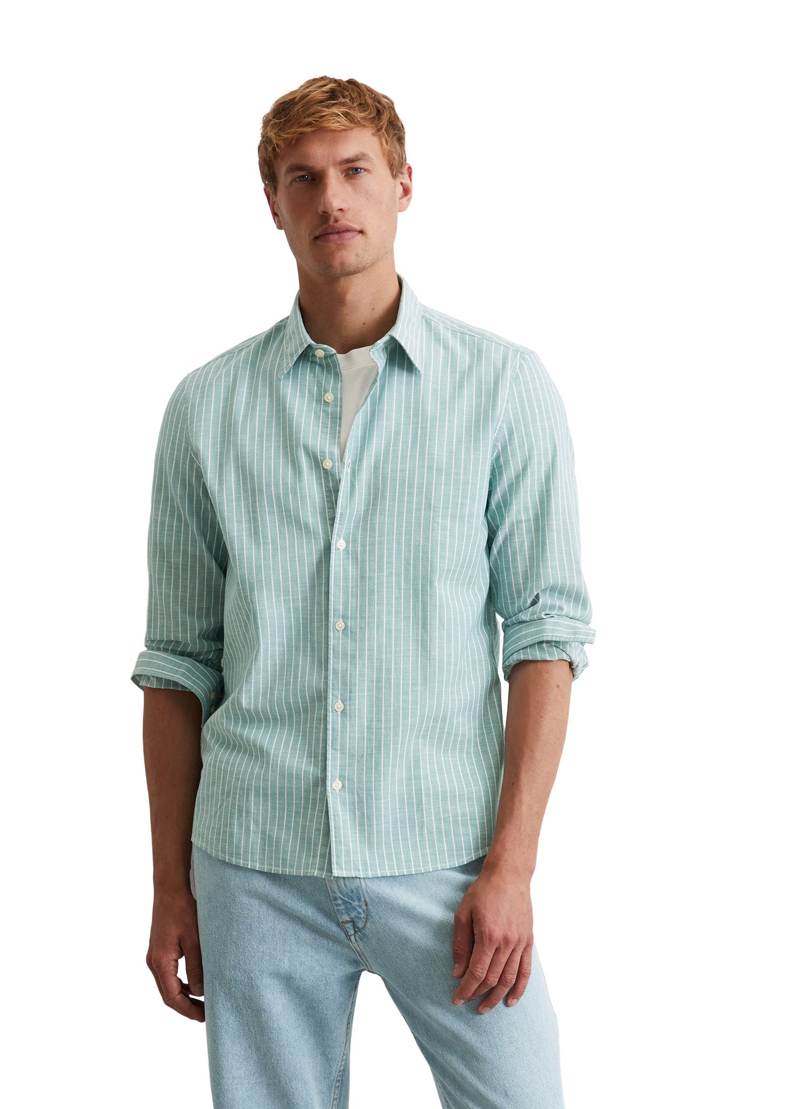 Marc O'Polo Langarmhemd aus gestreifter Bio-Baumwolle günstig online kaufen