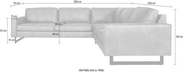 Places of Style Ecksofa Pinto, 250/290 cm, langer Schenkel, XXL, Ottomane, Cord, Feincord, Luxus-Microfaser Leder und Chenille