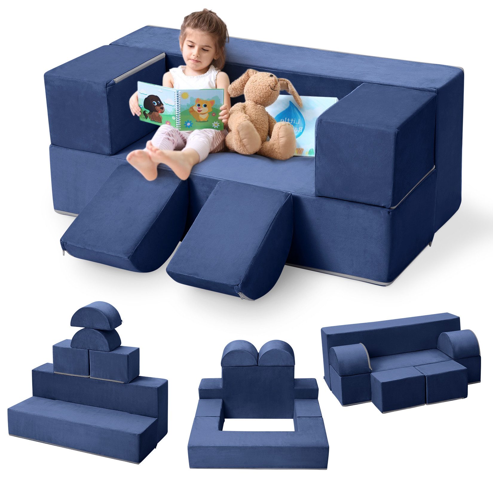 GarveeMore Kindersofa 6-teilig–Spielsofa Spielcouch Modulare Kinderspielcouch für Kinder