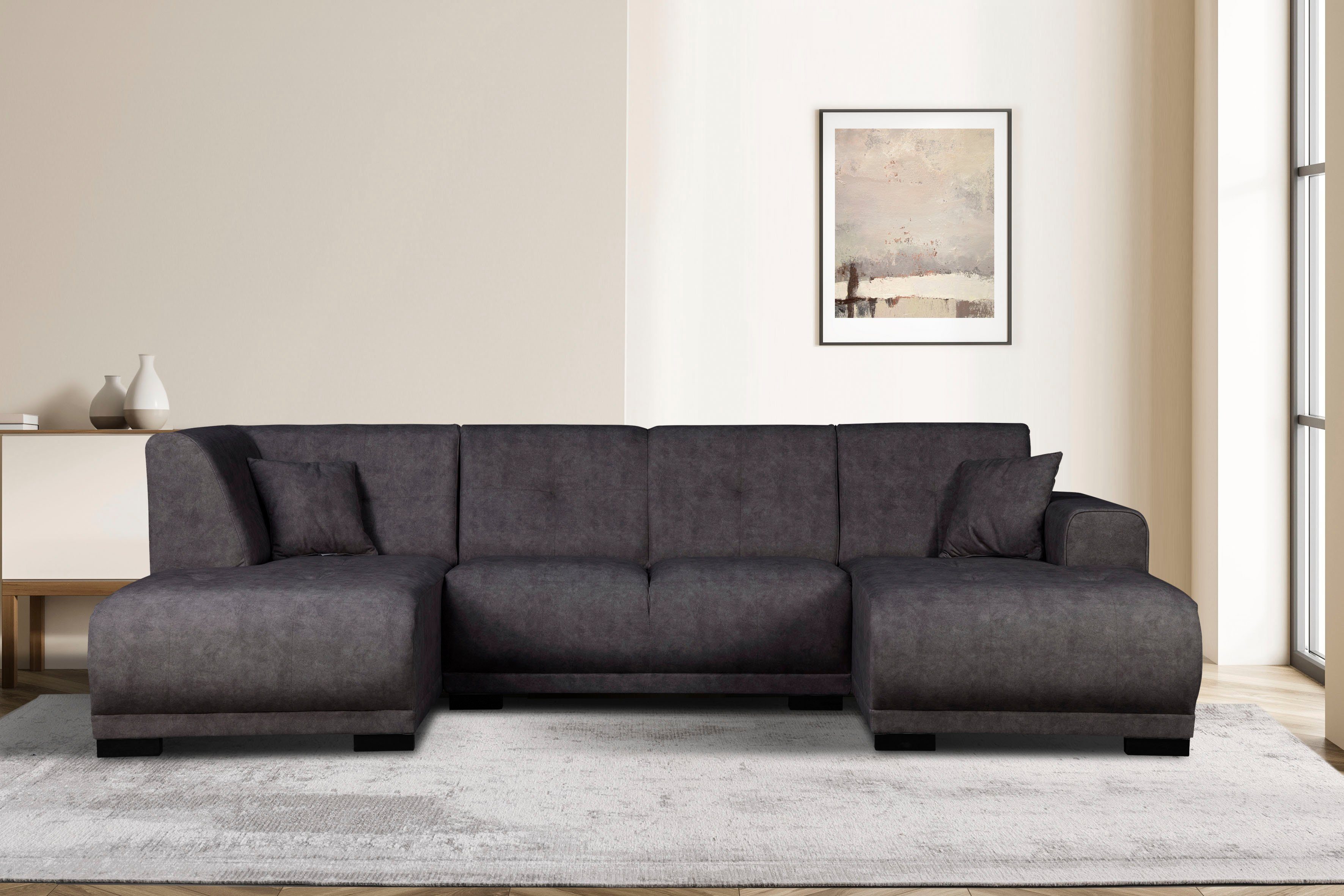 Home affaire Wohnlandschaft "Langeland U-Form", incl. 2 Zierkissen, Recamie günstig online kaufen