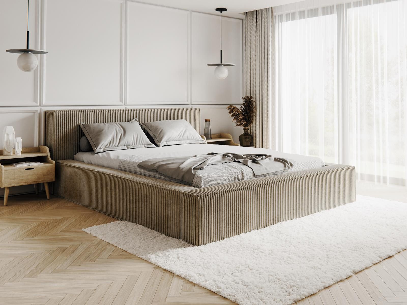 Compleo Polsterbett CORD mit Stauraum ASTA, Modern design (Kostenlose Lieferung! TOP ANGEBOT), Viele Varianten zur Auswahl – wählen Sie Größe und Farbe!