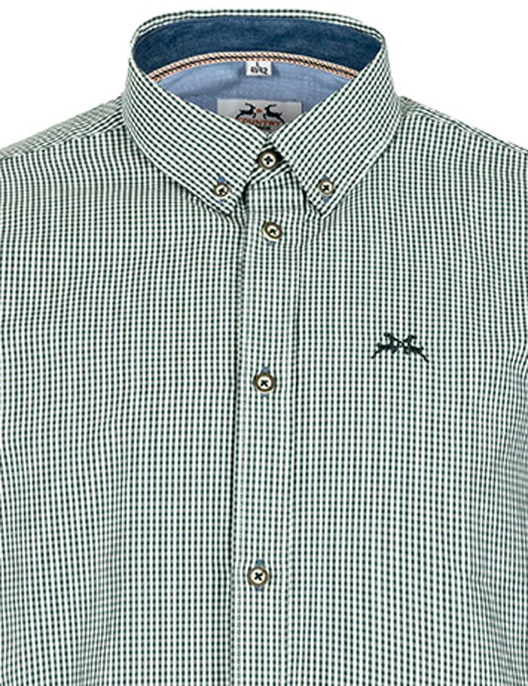 Maddox Trachtenhemd Kariertes Herrenhemd mit Hirsch Stickerei, Grün günstig online kaufen