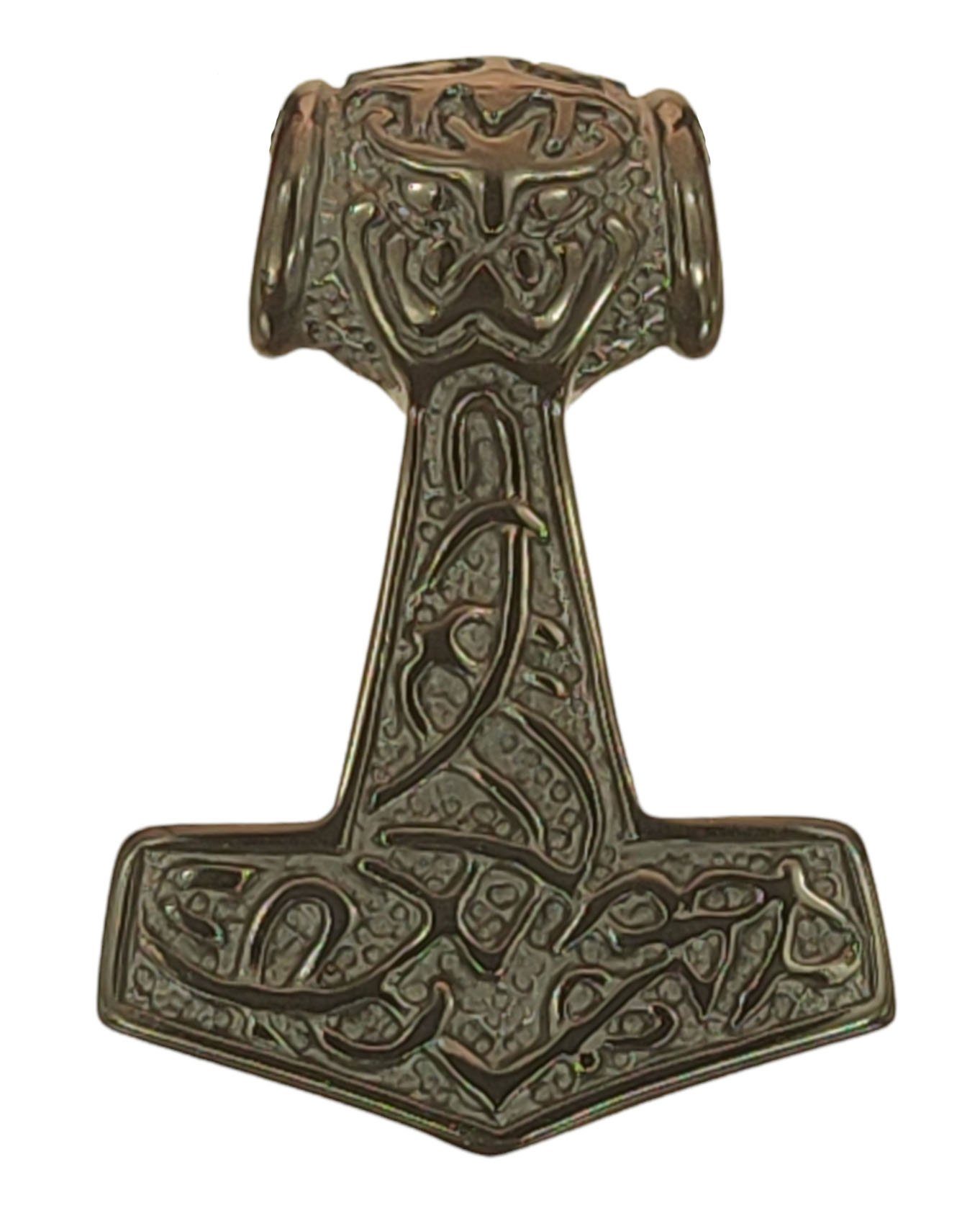 aus Thors Kiss Kettenanhänger Thorshammer Leather Odin of Edelstahl Nr.199 Thor Anhänger Hammer schwarz